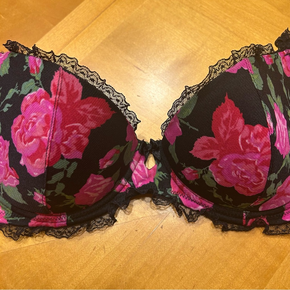 Floral Lace Trim Bra